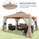 MASTERCANOPY 10x10 Patio Gazebo with Netting Screen Walls for Lawn, Garden, Backyard and Deck Beige