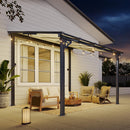 oneinmil 10 x 8FT Hardtop Gazebo for Patio, Outdoor Aluminum Wall-Mounted Gazebo Pergola with Sloped Roof, Heavy Duty Awnings for Patio Covers, Backyard, Deck, Garden