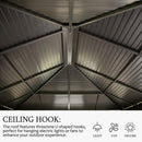 Domi 12x14FT Outdoor Sunroom, Galvanized Steel Hardtop Enclose Gazebo Sloping Roof, All Weather Aluminum Solarium Screen House for Patio Deck Backyard with Lockable Door, Moveable PVC Screen