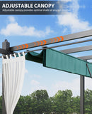 Garvee 10x13 Ft Outdoor Retractable Pergola with Canopy and Side Mesh Screen, Upgraded Gray Post Aluminum Pergola, Modern Pavilion for Backyard, Patio, Porch, Grape Trellis, Blue + White