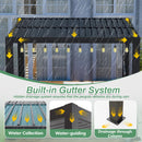 LVUYOYO Outdoor Louvered Pergola 10' x 10' with LED String Lights, Aluminum Pergola with Adjustable Roof, Waterproof Metal Gazebo for Patio, Backyard, Garden, Deck (10x10FT with Lights)