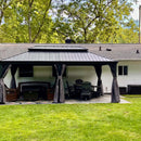 Domi 12' x 20' Hardtop Gazebo Permanent Metal Gazebo with Galvanized Steel Double Roof, Curtains and Netting for Patio, Backyard, Deck, Lawn, Grey