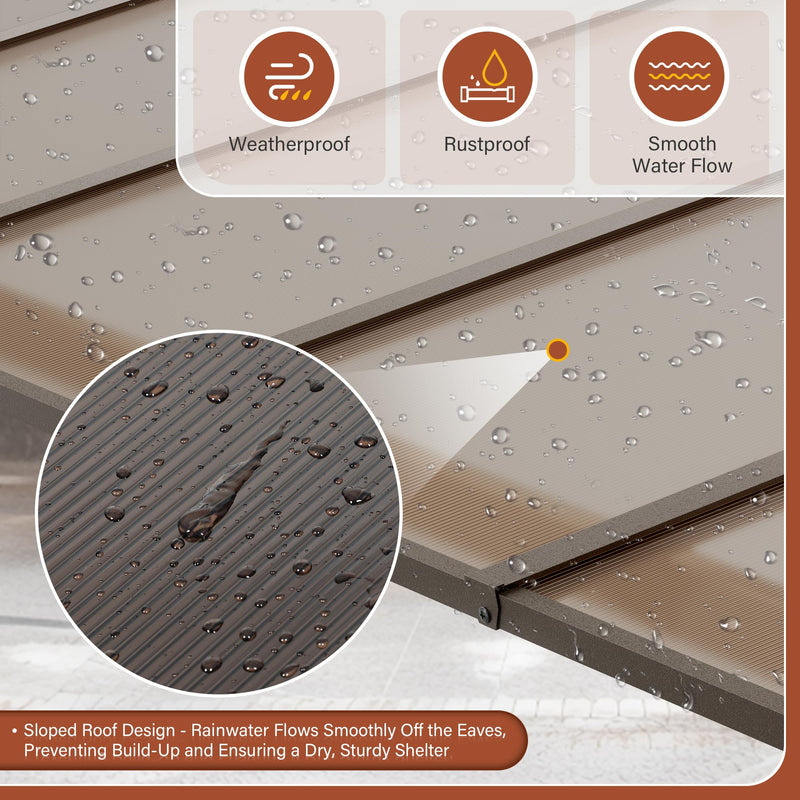 Oakcloud 10' x 14' Outdoor Wall Mounted Gazebo, Patio Lean to Gazebo Pergola with Sloped Roof, Large Heavy Duty Awning for Patio, Backyard, Deck