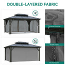 YITAHOME 12x16FT Gazebo Hard-Top Double Roof Canopy Outdoor with Netting and Shaded Curtains, Aluminum Frame Polycarbonate Hardtop Garden Tent for Patio, Backyard, Deck and Lawns, Grey