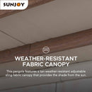 Sunjoy Outdoor Pergola 12 x 14 ft. with Adjustable Sun Shade Canopy for Backyard and Garden Shade, Patio Modern White Steel Frame Grape Trellis Pergolas, Light Gray by SummerCove