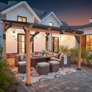 Macrout 12'x14' Outdoor Gazebo, Heavy Duty Pergola with Sloped Metal Roof and Aluminum Frame, Permanent Gazebos for Patio, Decks, Backyard, Garden, 4756 (Sloped Roof + Brown Frame, 12'x14')