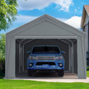 Quictent 12x20 ft Heavy Duty Carport Canopy Galvanized Car Tent Outdoor Garage Boat Shelter with Reinforced Structure with Roll-up Ventilated Windows Sidewall - Gray