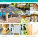 MELLCOM 12x14FT Hardtop Gazebo,Wooden Finish Coated Aluminum Patio Gazebo with Aluminum Composite Double Roof for Patio Lawn and Garden, Curtains and Netting Included