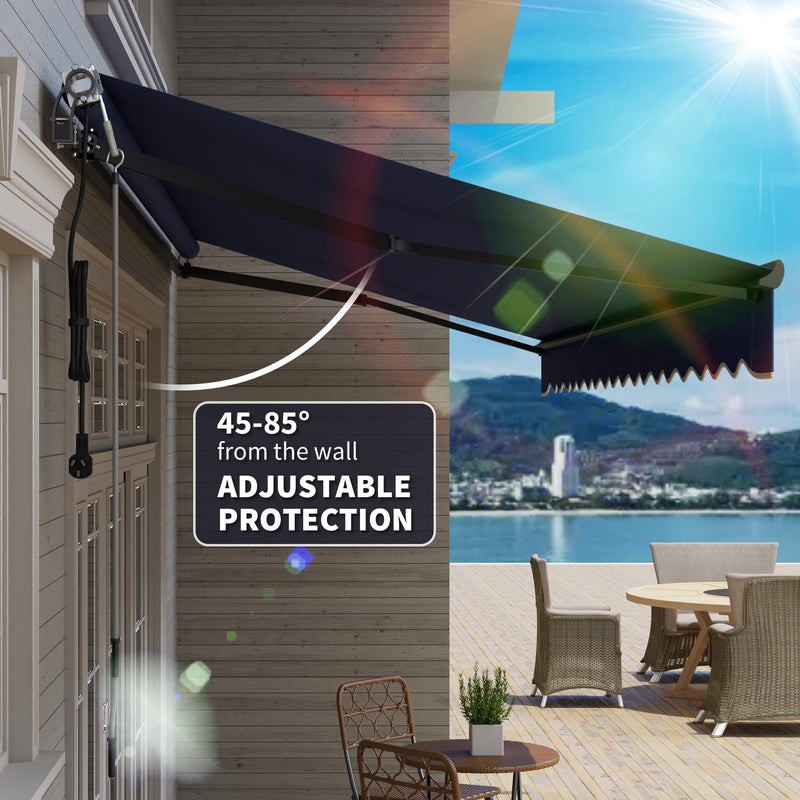 Outsunny 15' x 10' Electric Retractable Awning, Aluminum Frame Motorized Patio Awning with Remote Controller, UV30+ Protection Sun Shade Canopy for Door Window Garden Deck, Dark Blue