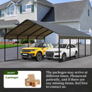 20x20 FT Metal Carport Canopy Heavy Duty with Galvanized Steel Roof & Frame, All-Weather Portable Car Garage Shelter for Cars, Safe Boat Cover Car Ports for Yard