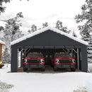 Bepatio 2 Car Carport, 20 x 20 Heavy Duty Metal Carport, All Weather Extra Large Car Port, Outdoor Portable Garage with Side-Opening Doors & Roll-Up Windows