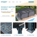 EROMMY Louvered Pergola 12' x 24' Outdoor Hard Top Pergola with Aluminum Frame and Adjustable Metal Rainproof Roof for Garden & Patio, Curtains and Netting Included, Gray-Black