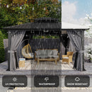 Aoxun 12'x14' Hardtop Gazebo, Aluminum Frame Canopy with Double Galvanized Steel Roof, Outdoor Metal Pavilion with Netting, Curtains for Backyard, Patio and Deck