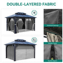 YITAHOME 10x13FT Gazebo Polycarbonate Hardtop Double Roof Canopy Outdoor with Netting and Shaded Curtains, Aluminum Frame Garden Tent for Patio, Backyard, Deck and Lawns, Grey