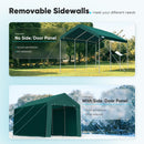 PEAKTOP OUTDOOR 12x20 ft Heavy Duty Carport with Removable Sidewalls, Portable Car Canopy, Garage Tent, Boat Shelter with Reinforced Triangular Beams, Green