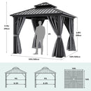YITAHOME 10x10ft Hardtop Gazebo Heavy Duty Double Roof with Nettings and Curtains Galvanized Steel Outdoor Combined of Vertical Stripes Roof for Patio, Backyard, Deck, Lawns, Gray