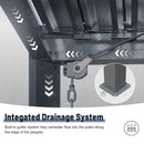 SHPAI 10’ x 16’ Louvered Pergola, Outdoor Pergola Aluminum Frame with Adjustable Rainproof Metal Roof, Permanent Sun Shade with Drainage System for Backyard, Garden and Lawn (Grey)