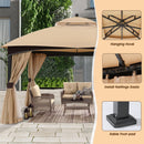 ABCCANOPY Outdoor Gazebo 11x13 with Netting - Double Roof Patio Gazebos for Backyard Garden Deck Lawn, Beige