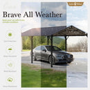Sophia & William Carport Car Port Metal Canopy 10x20 ft Heavy Duty for Snow, Portable Garage Kit Shed Tent Shelter Metal Frame All Weather Outdoor for Boat with Anti-Leak Seam Taped, Dark Grey