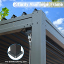 SHPAI 10’ x 16’ Louvered Pergola, Outdoor Pergola Aluminum Frame with Adjustable Rainproof Metal Roof, Permanent Sun Shade with Drainage System for Backyard, Garden and Lawn (Grey)