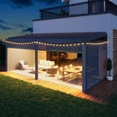 MELLCOM Louvered Pergola with Screen 10x20, Wall-Mounted Adjustable Pergola, Lean to Aluminum Gazebo with 4 Pull-Down Screen Sides and Adjustable Roof for Backyard, Dark Gray