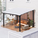 Outdoor Gazebo, Awnings for Patios Decks Backyards with Sunlight Panels, Top Lean to Pergola, Heavy-Duty Metal Sunroom, Frosted Gray (10X14 FT)