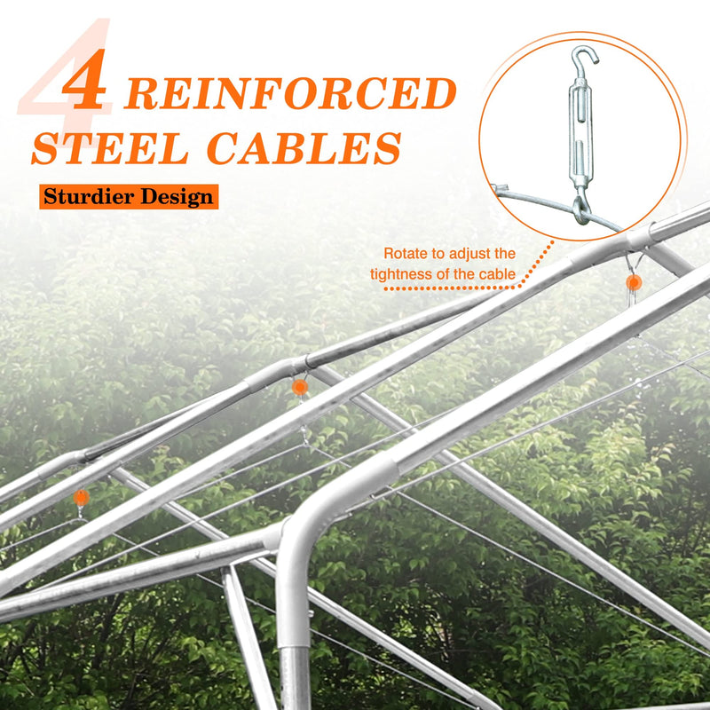 Sophia & William Carport, Heavy Duty 10'x20' Car Canopy Tent,Portable Garage Shelter with 4 Reinforced Steel Cables, Galvanized Steel Frame 150G UV Protective Tarp for Car Boat Truck Party