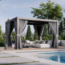 Aoxun Louvered Pergola 10 x 12ft Outdoor Aluminum Pergola with Adjustable Roof for Gardens, Decks and Backyards, Gray