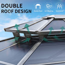 YITAHOME 12x16FT Gazebo Hard-Top Double Roof Canopy Outdoor with Netting and Shaded Curtains, Aluminum Frame Polycarbonate Hardtop Garden Tent for Patio, Backyard, Deck and Lawns, Grey