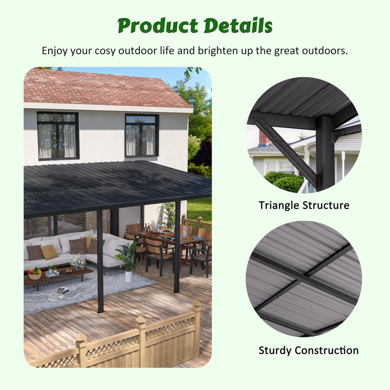 MUPATER 12'x 20' Outdoor Pergola on Clearance with Metal Frame, Lean to Pergola Gazebo, Wall-Mounted Heavy Duty Awnings for Patio, Deck, Porch and Backyard