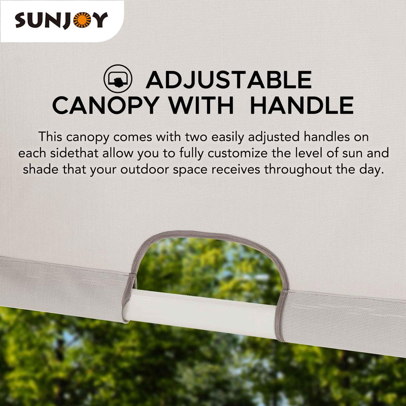 Sunjoy Outdoor Pergola 12 x 14 ft. with Adjustable Sun Shade Canopy for Backyard and Garden Shade, Patio Modern White Steel Frame Grape Trellis Pergolas, Light Gray by SummerCove