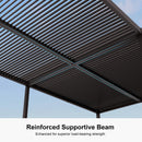 PURPLE LEAF 13' x 20' Louvered Pergola Outdoor Adjustable Louvre Shade Modern Patio Aluminum Pergola with Retractable Roof for Deck Backyard Garden Hardtop Gazebo