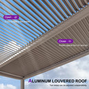 PURPLE LEAF Louvered Pergola 10' × 15', Aluminum Outdoor Hardtop Pergola with Adjustable Retractable Louvre Roof for Deck, Garden Backyard