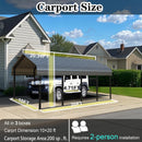 10x20 FT Metal Carport Heavy Duty with Galvanized Steel Roof & Frame, All-Weather Portable Car Garage Canopy Shelter for Cars, Safe Boat Cover Car Ports for Yard