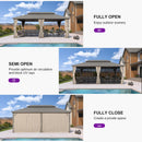 PURPLE LEAF 12' x 20' Outdoor Hardtop Gazebo, Champagne Aluminum Gazebo with Galvanized Steel Double Roof, Curtains and Netting for Patio Lawn and Garden
