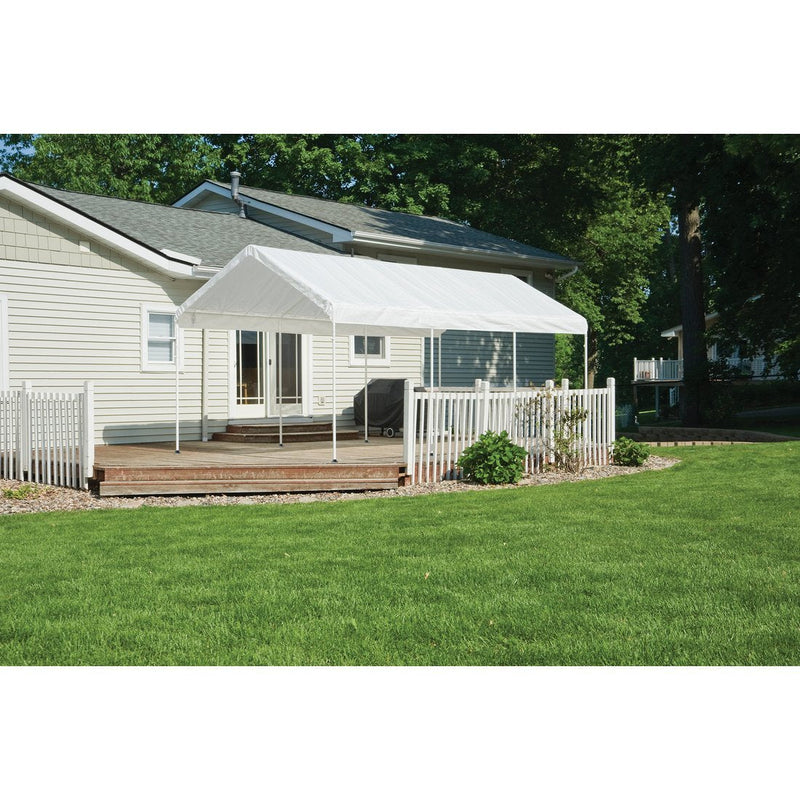 ShelterLogic 10' x 20' MaxAP Canopy Series Compact Outdoor Easy to Assemble Steel Metal Frame Canopy with 50+ UPF Sun Protection and Waterproof Cover, white (23522)