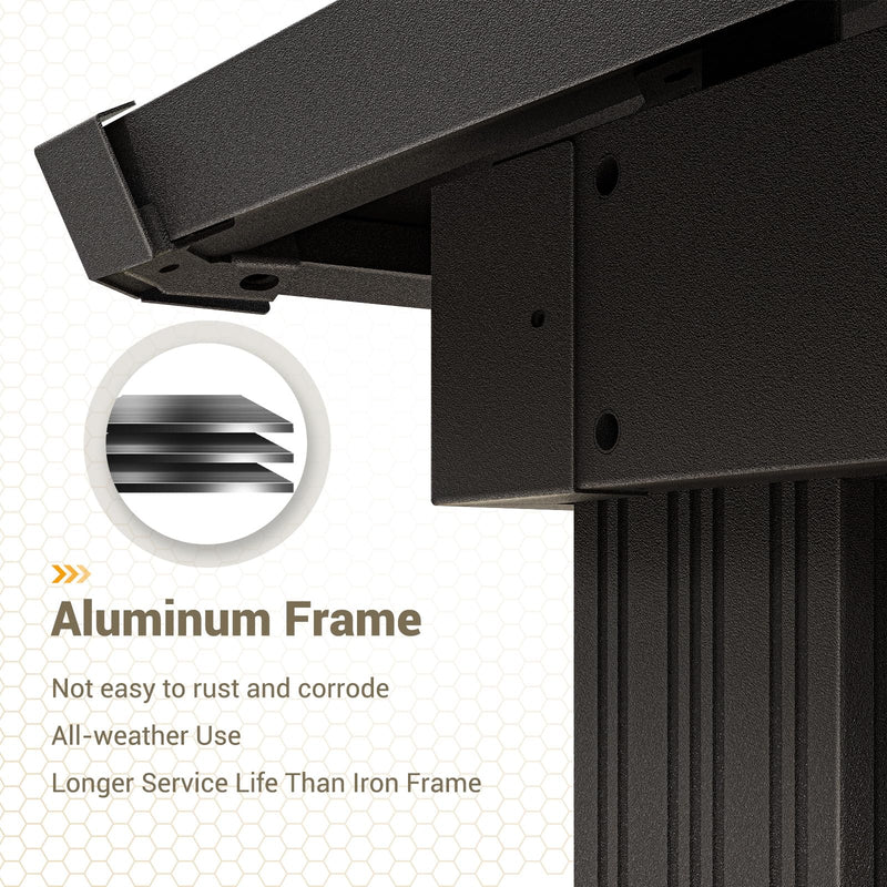 UDPATIO 12' x 16' Hardtop Gazebo, Outdoor Aluminum Gazebo with Galvanized Steel Double Roof, Permanent Metal Canopy with Curtains and Netting for Patio, Garden, Lawn, Backyard, Deck, Beige