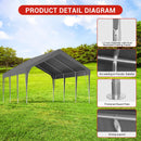 13x20FT Heavy Duty Carport Canopy Portable Garage Shelter, Waterproof & UV Protected for Party Tent, Outdoor Car Storage, Durable Vehicle Protection Shed