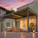 AECOJOY 13' x 10' Louvered Gazebo Pergola, 10x13 Outdoor Hardtop Wall-Mounted Lean to Gazebo with Adjustable Metal Rainproof Patio Roof, Pergolas and Gazebos Clearance, Heavy Duty Awnings for Patio