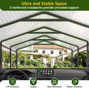 DAUSOLA Carport 12x20 FT Heavy Duty Carports Canopy with Updated Frame Structure Galvanized Steel Roof and Enhanced Base, Metal Carport Garage for Pickup, Boat, Car and Tractors