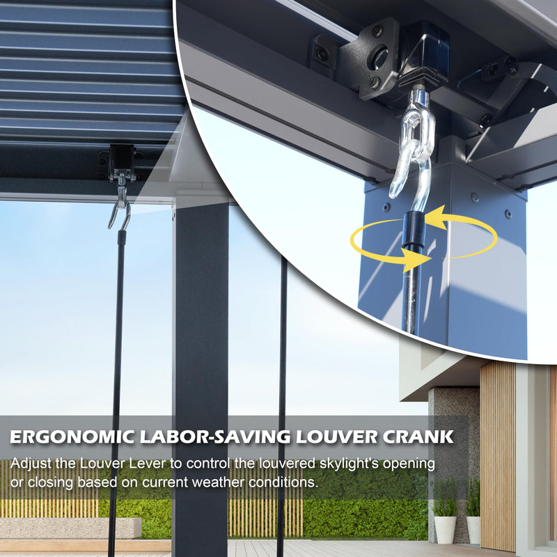 Sunnyglade Patio Pergola Canopy Modern Aluminum Pergola with Adjustable Louvered Gazebo for BBQ, Backyard,Party, Lawn,Garden (Dark Gray, 10x13FT)