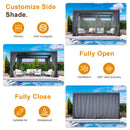 Louvered Pergola 12'x 16' with Curtains & Netting, Metal Outdoor Pergola with Adjustable Louvers Roof and Gutter System, Metal Hardtop Gazebo for Patio, Deck, Garden, Yard, Dark Gray