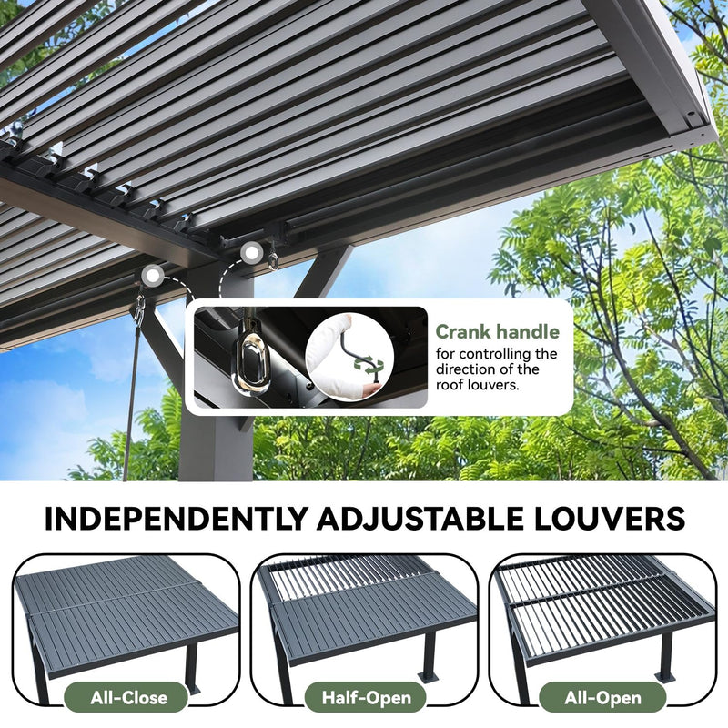 MELLCOM Louvered Pergola 10x10, Outdoor Shade Structure with 6" Aluminum Posts, Modern Aluminum Pergola with Adjustable Roof, Hardtop Gazebo Carport for Patio
