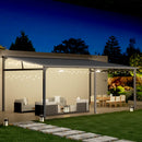 EBE 20' x 12' Hardtop Gazebo, Large Wall Mounted Gazebos Pergola on Clearance, Lean to Gazebo with Galvanized Steel Roof, Heavy Duty Metal Awning for Patio, Porch, Deck