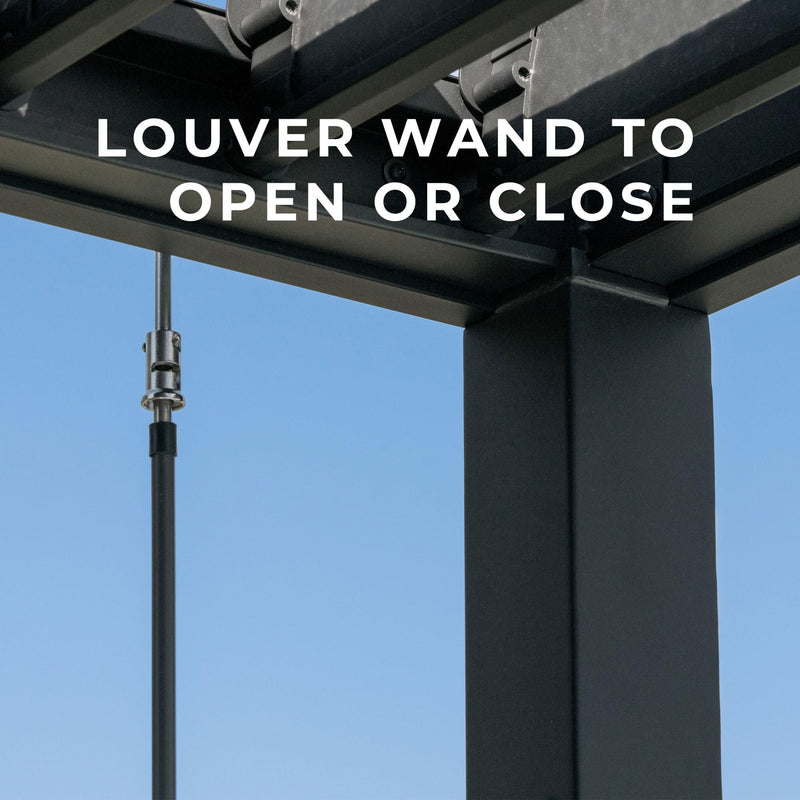 Backyard Discovery Evanston 10'x10' Galvanized Steel Wall-Mounted Louvered Pergola Kit with Adjustable Roof, Shade, Rain Protection, High-Wind Rating, PowerPort, Gutter System for Outdoor Patio, Deck