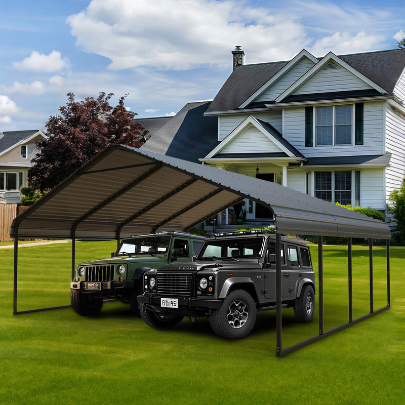 RITERYIFER Metal Carports 10x20 FT Heavy Duty RV Carport Canopy Kits for Garage,Aluminum Car Ports with Steel Shelter Frame Cover for Car or Boats
