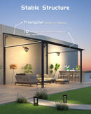 GarveeLife 12' x 14' Lean to Gazebo, Hardtop Wall Pergola with Polycarbonate Roof, Aluminum Frame Mounted Gazebo for Lawn Patio Deck Yard and Party