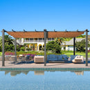 EROMMY Outdoor Retractable Pergola 12' x 20', Outdoor Aluminum Freestanding Shelter with Adjustable Sun Shade Canpoy for Patios, Beige