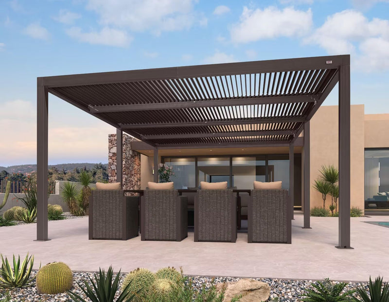 PURPLE LEAF Louvered Pergola 14' × 20' Outdoor Hardtop Gazebo Sun Shade with Adjustable Canopy Patio Aluminum Retractable Roof for Outside Deck Backyard Pavilion