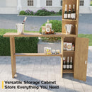 AMERLIFE 13x15 Hardtop Gazebo, Spruce Wood Gazebo with Storage Bar Counter, Outdoor Pavilion with Double Iron Roof, for Patio, Lawns, Garage, Black + Natural Wood